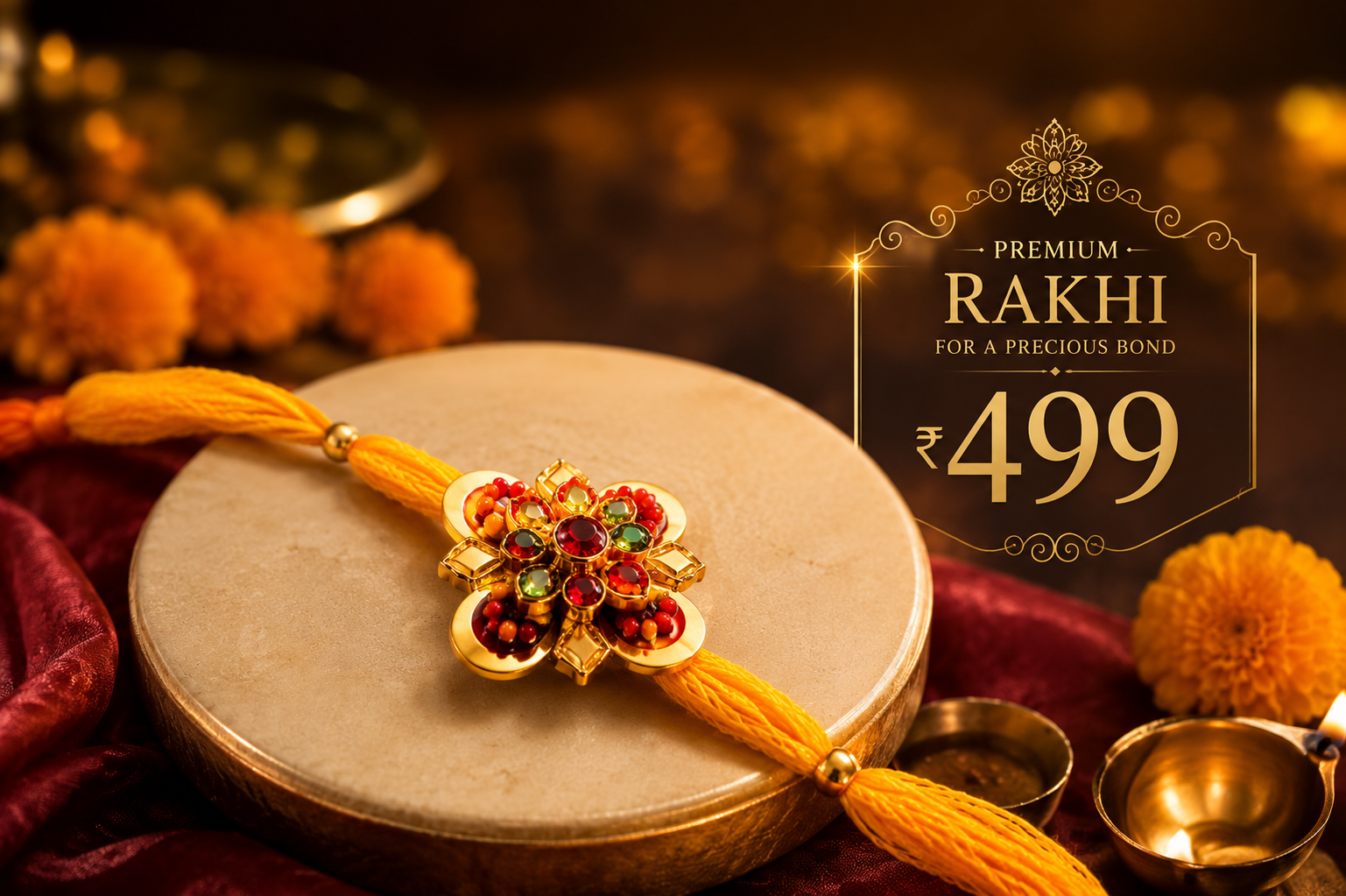 Premium Designer Rakhi for Brother | Royal Floral Rakhi | Special Raksha Bandhan Gift 🎁